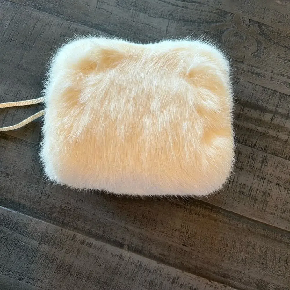 Vintage 1950s Genuine White Rabbit Fur Hand Muff Winter Warmer